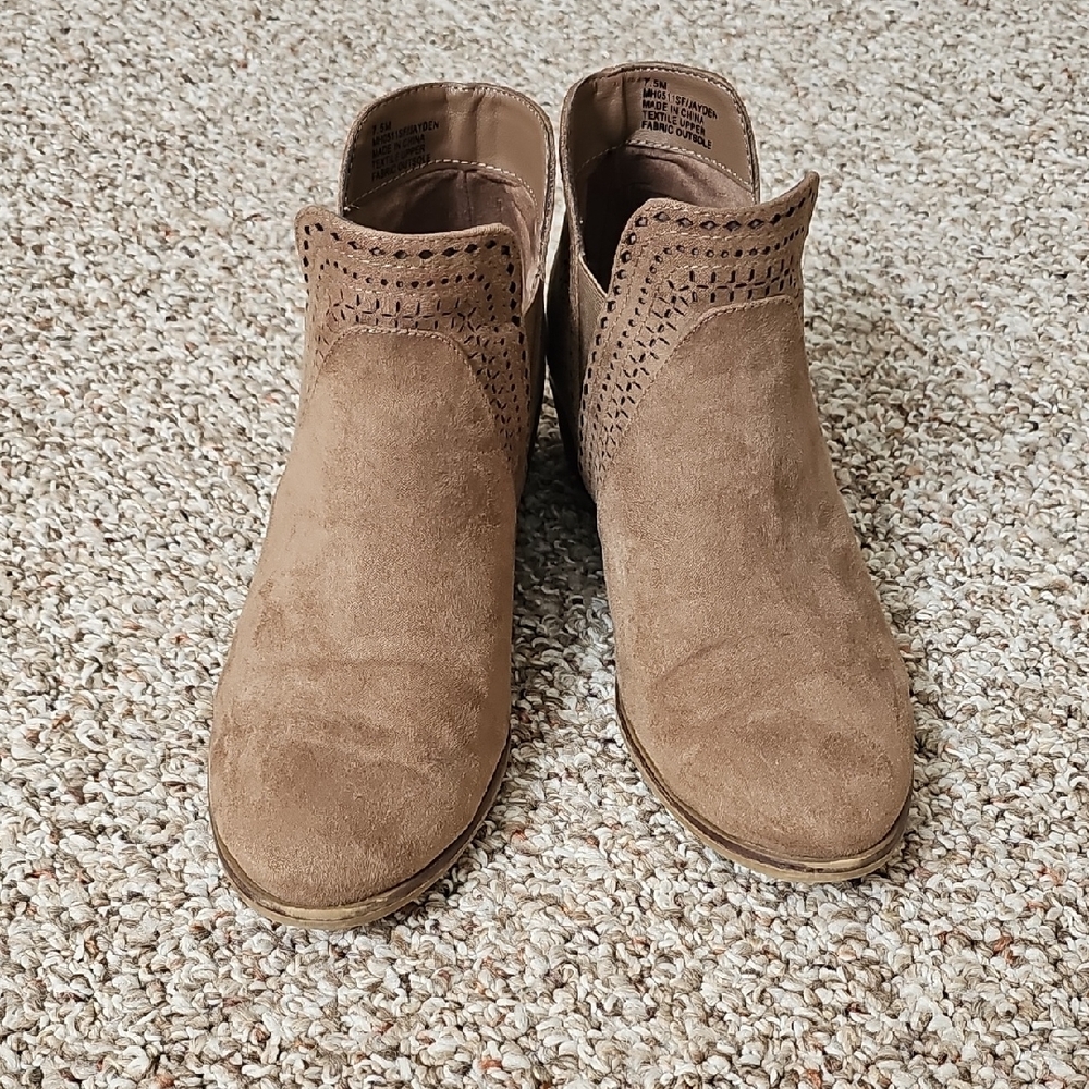 MIA Tan Suede Ankle Booties